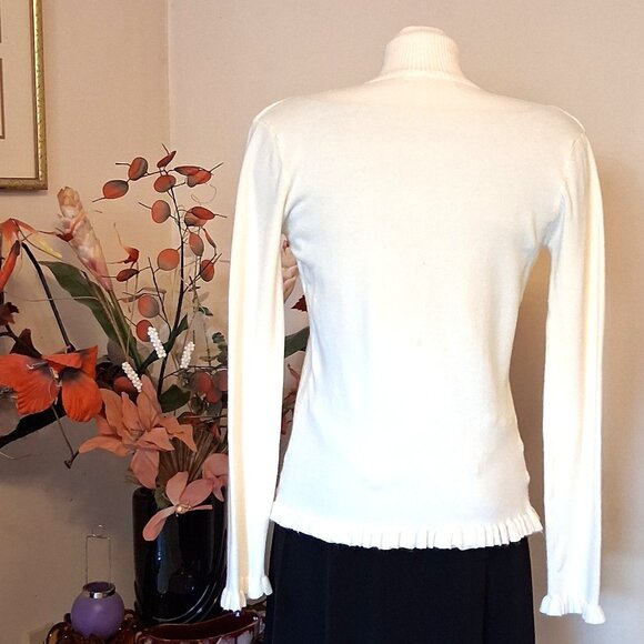 NWT White Knit Zip-Up Long Sleeves Cardigan Knitwear Ladies Sweater - Picture 6 of 6